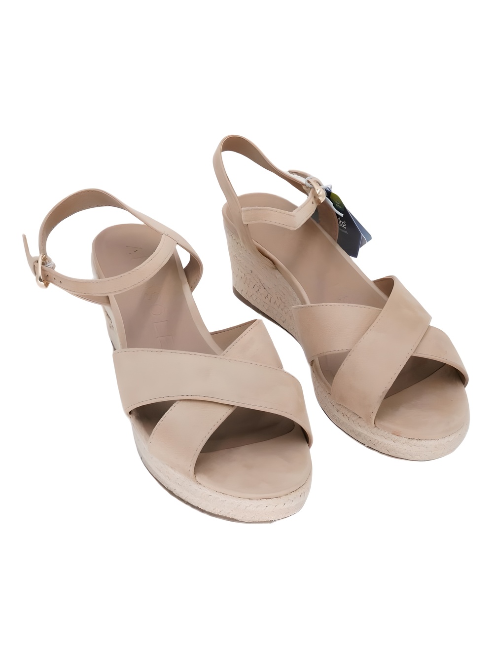 Aerosoles Casarina Beige Bisque Faux Suede Espadrille Wedge Sandals Size 9M